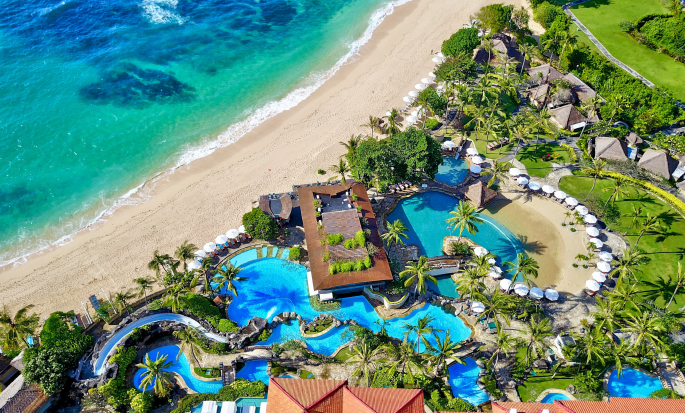 Aerial View of Pool Along Beach